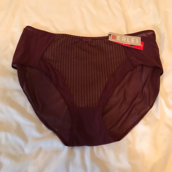 Berlei stripe front mesh sides burgundy briefs size XXXL - Picture 1 of 7